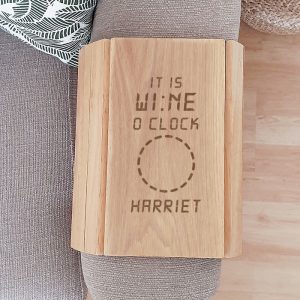 Personalised Its Wine O'Clock Wooden Sofa Tray