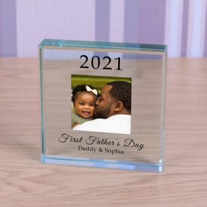 Personalised Glass Photo Upload Token First Father's Day