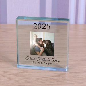 Personalised Glass Photo Upload Token First Father's Day