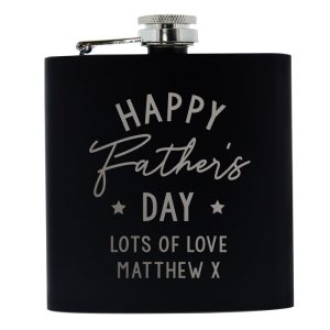 Personalised Father's Day Black Hip Flask