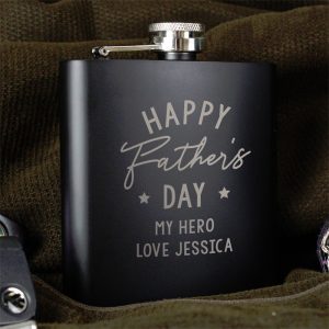 Personalised Father's Day Black Hip Flask