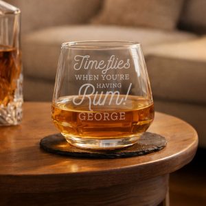 Personalised Rum Glass Tumbler - Time Flies