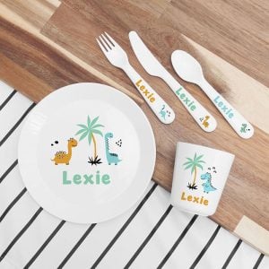 Personalised Kid's Cute Dinosaur Plastic Dining Set