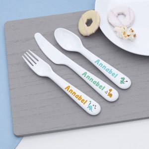 Personalised Kid's Cute Dinosaur Plastic Dining Set