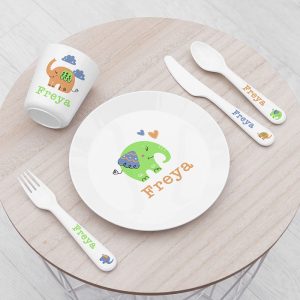 Personalised Kid's Elephant Plastic Dining Set