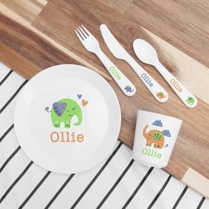 Personalised Kid's Elephant Plastic Dining Set