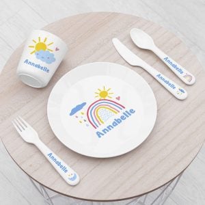 Personalised Kids Pastel Sky Plastic Dining Set