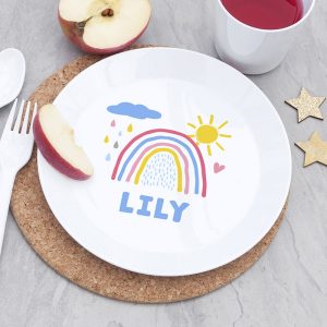 Personalised Kids Pastel Sky Plastic Dining Set
