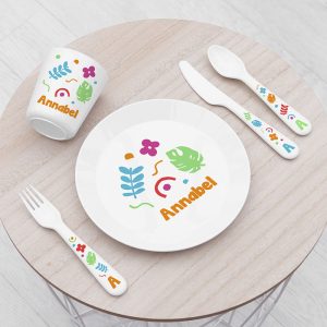 Personalised Kid's Colourful Shapes Plastic Dining Set