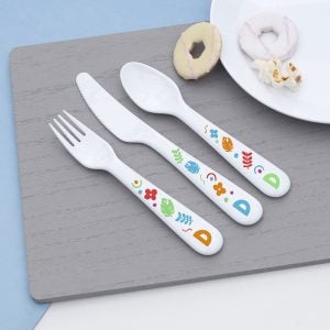 Personalised Kid's Colourful Shapes Plastic Dining Set