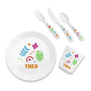 Personalised Kid's Colourful Shapes Plastic Dining Set