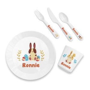 Personalised Kids Easter Bunny Plastic Dining Set