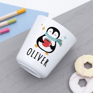 Personalised Christmas Plastic Dinner Set - Winter Penguin