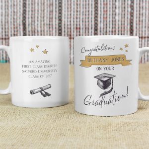 Personalised Gold Star China Graduation Mug