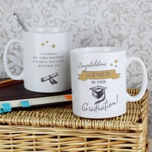 Personalised Gold Star China Graduation Mug
