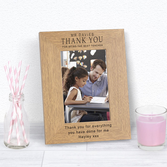 Engraved Thank You Teacher Wood Frame 6x4 Inch