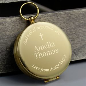 Personalised Brass Plated Compass - Confirmation, Communion