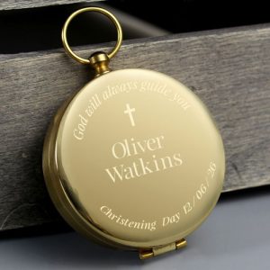 Personalised Brass Plated Compass - Confirmation, Communion