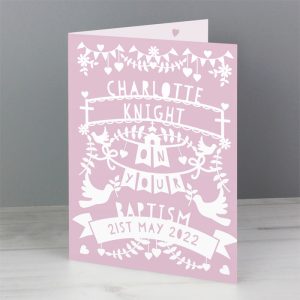 Girl's Personalised Pink Paper Cut Style Card