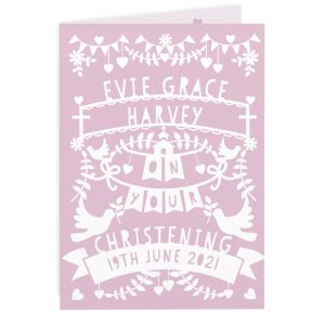 Girl's Personalised Pink Paper Cut Style Card