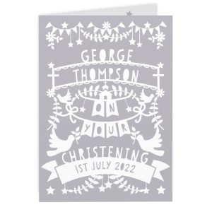Personalised Grey Paper Cut Style Card