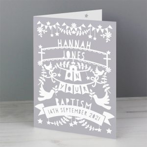 Personalised Grey Paper Cut Style Card