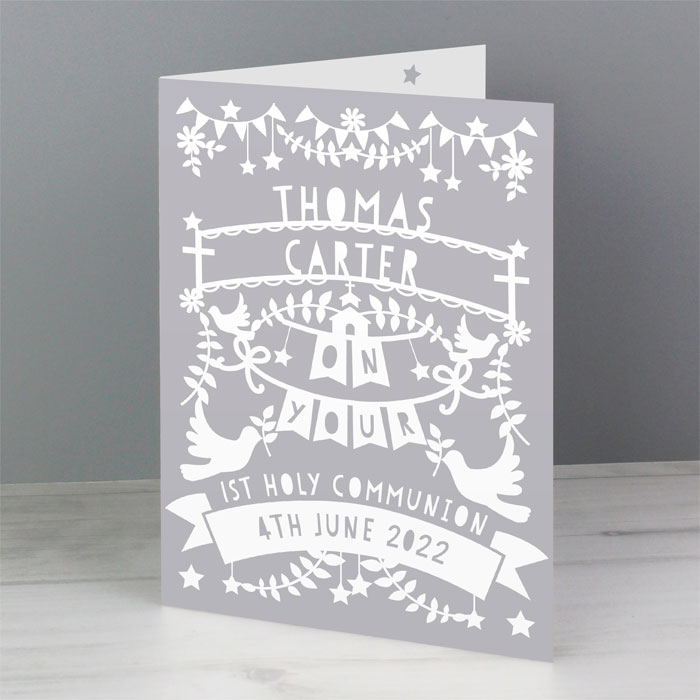 Personalised Grey Paper Cut Style Card