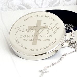 Personalised First Communion Trinket Box & Rosary Beads