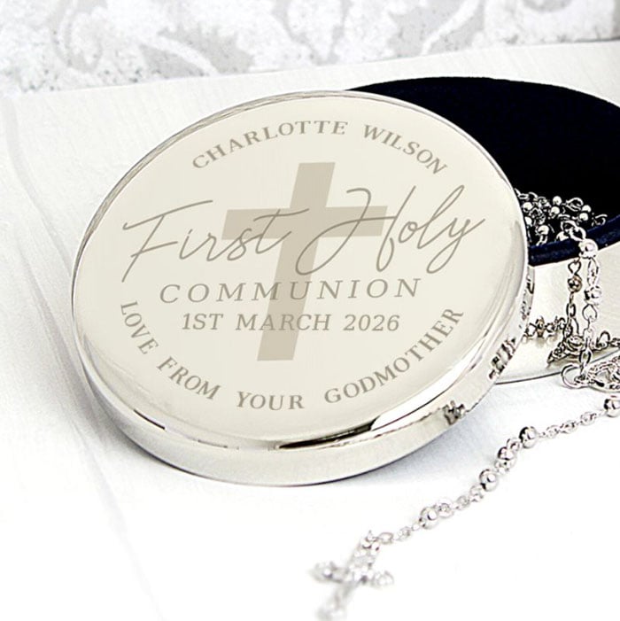 Personalised First Communion Trinket Box & Rosary Beads