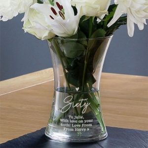 Personalised Big Age Glass Vase Special Birthday Gift