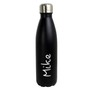Personalised Name Only Black Metal Insulated Water Bottle