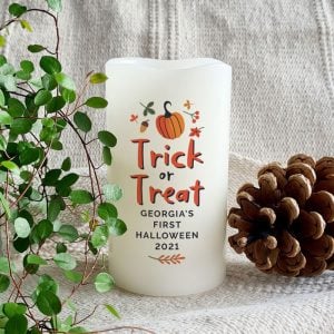 Personalised Trick or Treat LED Halloween Candle