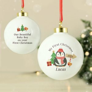 Personalised My First Christmas Penguin Tree Bauble