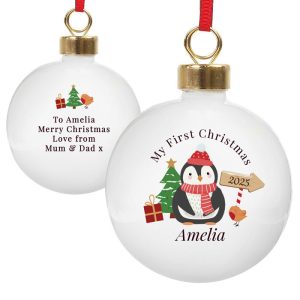 Personalised My First Christmas Penguin Tree Bauble