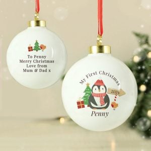 Personalised My First Christmas Penguin Tree Bauble