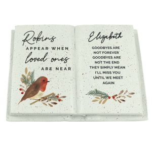 Personalised Robins Appear Christmas Memorial Book Ornament