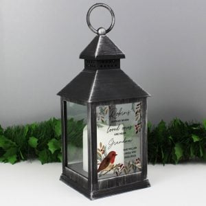 Personalised Robins Appear Memorial Black Plastic Lantern