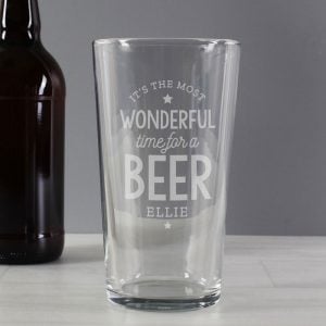 Personalised Wonderful Time For A Beer Pint Glass Xmas Gift