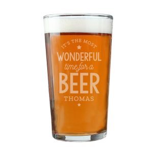 Personalised Wonderful Time For A Beer Pint Glass Xmas Gift