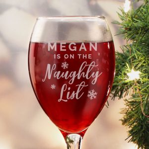 Personalised I'm On The Naughty List Wine Glass Xmas Gift