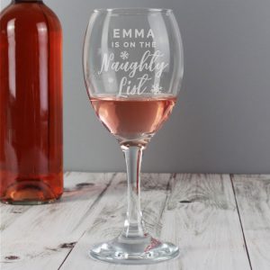 Personalised I'm On The Naughty List Wine Glass Xmas Gift