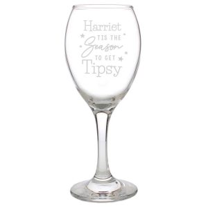Personalised 'Tis The Season To Get Tipsy Season Wine Glass