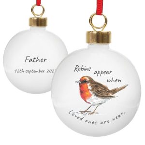 Personalised Robin In Memory Tree Bauble