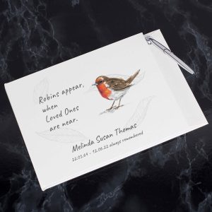 Personalised Robin Book of Condolence and Pen