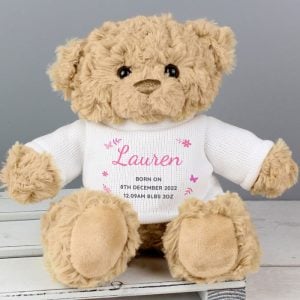Girl's Personalised Pink Name & Message Teddy Bear