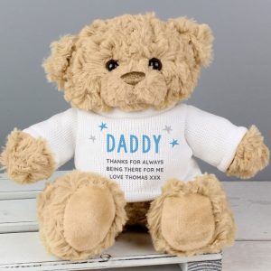 Boy's Personalised Blue Name & Message Teddy Bear