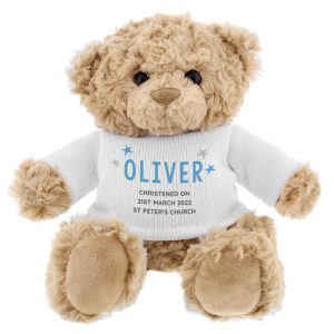 Boy's Personalised Blue Name & Message Teddy Bear