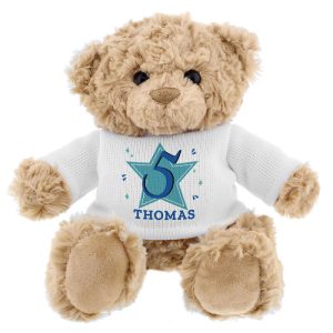 Boy's Personalised Blue Birthday Teddy Bear