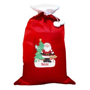 Personalised Santa Luxury Pompom Red Sack