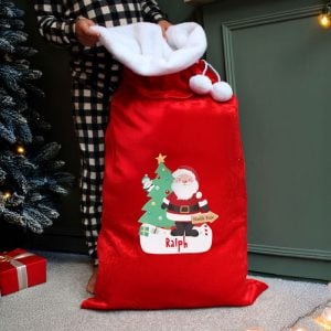 Personalised Santa Luxury Pompom Red Sack